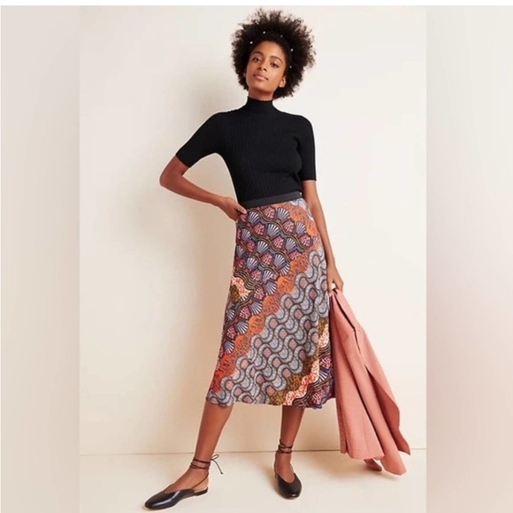 ANTHROPOLOGIE Corey Lynn Calter Bias Midi Skirt - Black Print, NWT - Picture 2 of 11